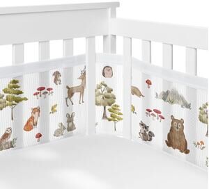 2-Piece Breathable Mesh Crib Liner Set- Woodland Forest Animals